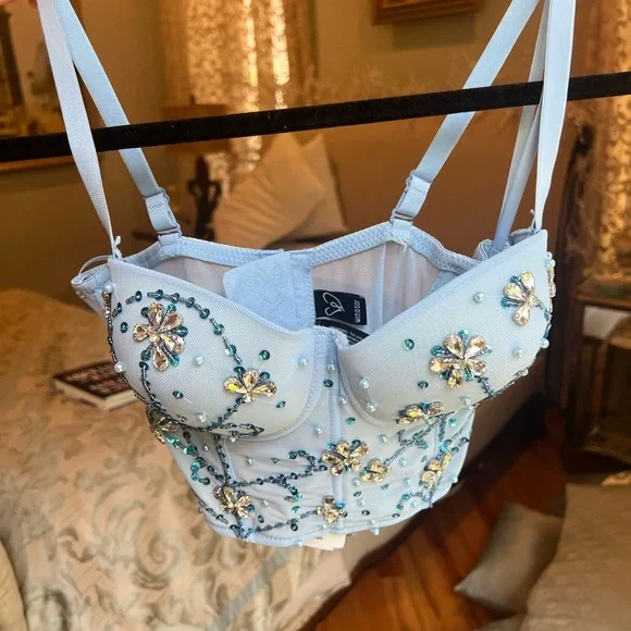 Feelin' Flawless Embellished Bustier | Blue rhinestone bustier top - Picture 8 of 12